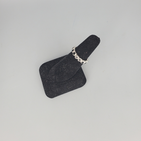 Silvertone Black Filled Ring - Picture 7 of 7